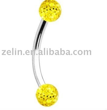 Yellow Glitter Acrylic Eyebrow Ring Jewelry