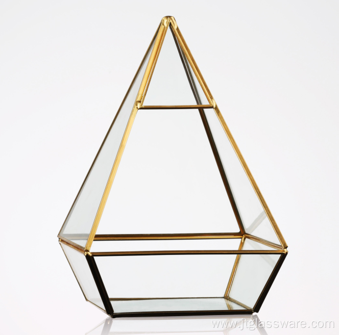 Succulent Geometric Glass Terrarium for Gold Wedding