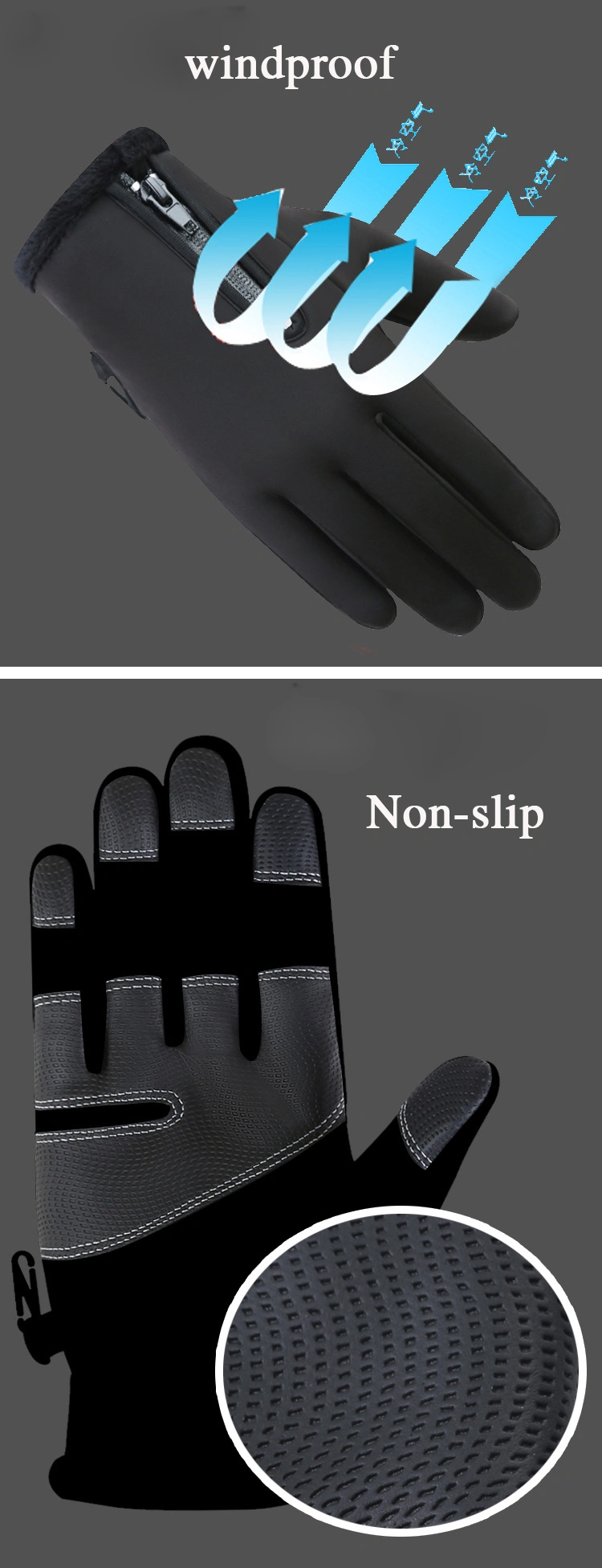 Wholesale Unisex Warm Windproof Waterproof Touch Screen Non-Slip Thick Full Finger Sports Gloves