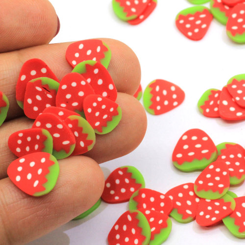 Supply 10MM Sweet Strawberry Polymer Clay Slices Artificial Fruit Crafts Nail Art Decor Scrapbook Making