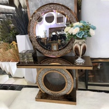 Antique Mirrored Diamond Console Table with Decor Wall Mirror