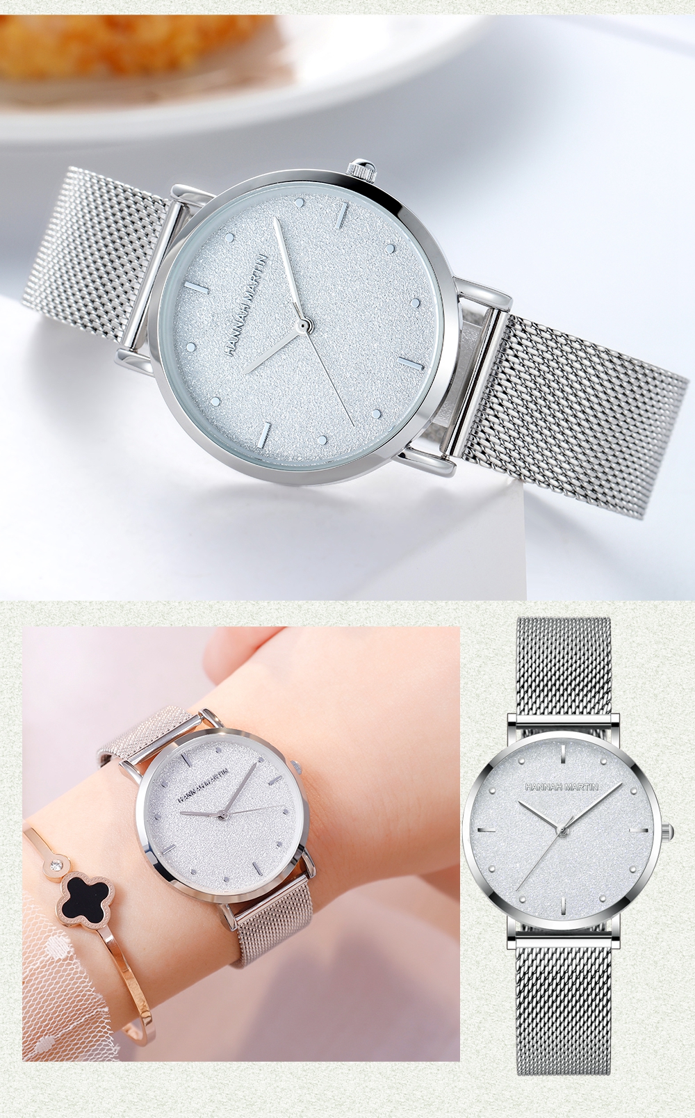 Hannah Martin CC36 Stainless Steel Band Japan Quartz Movement Waterproof Women Full Rose Gold Ladies Luxury Wrist Watch