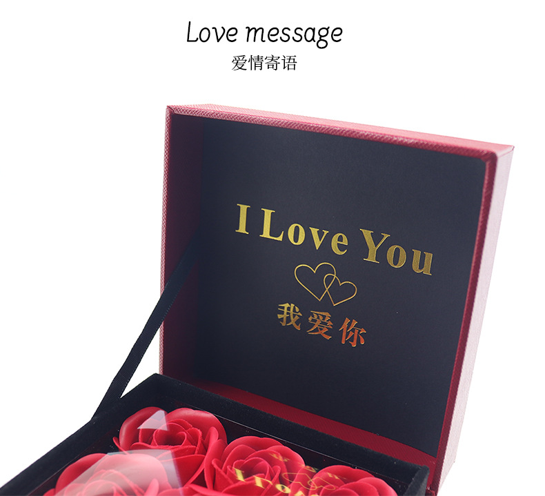 Dry flower I love you earring necklace ring packaging box bag card mom flower box for gift