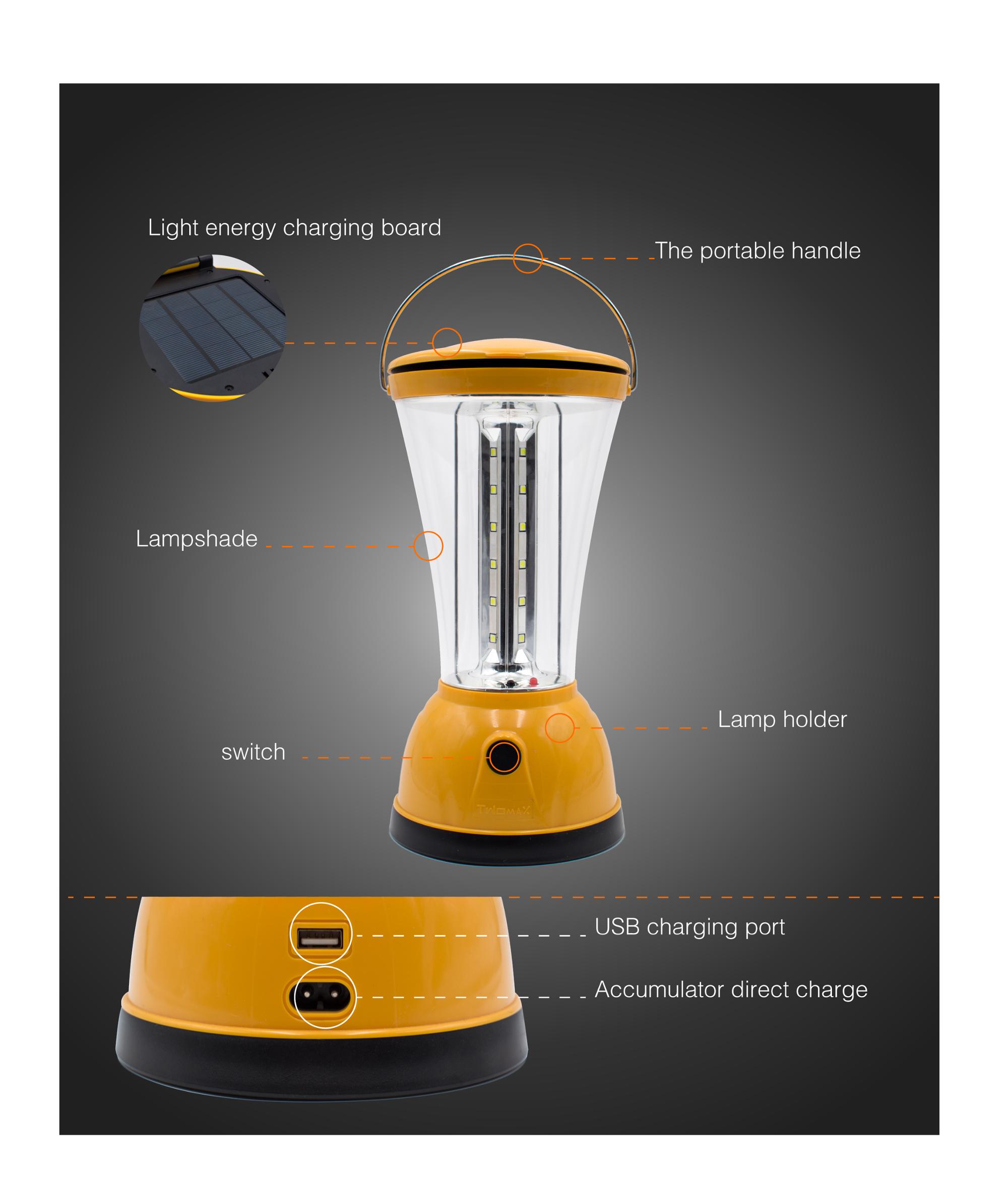 High Quality Solar LED Camping Tent Light Rechargeable Night Lamp Lantern for Outdoor Hiking