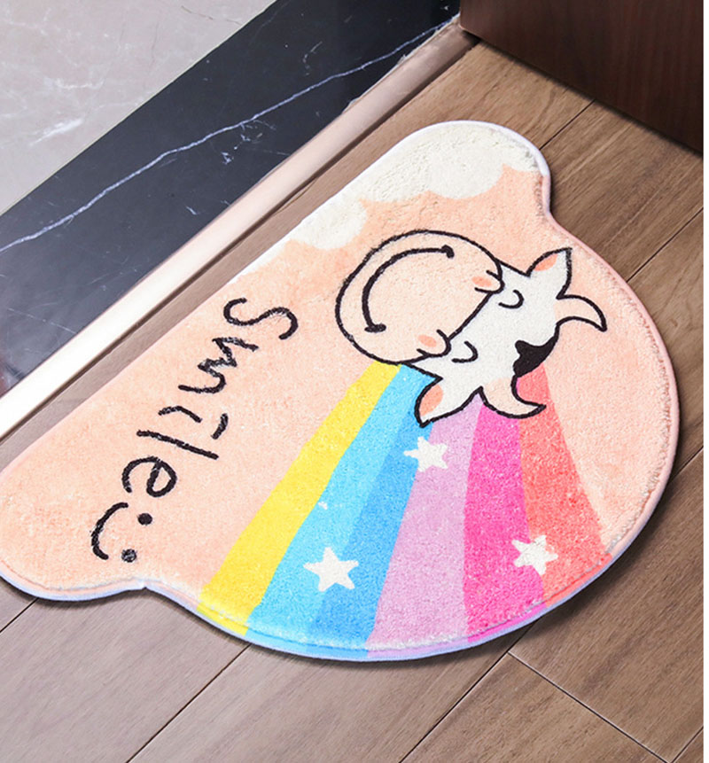 Creative Semi-Circular Area Rug Anti Slip Door Mat Rainbow Lovely Floor Mat Bedroom Carpet Rugs Entrance Doormat 20"x32"