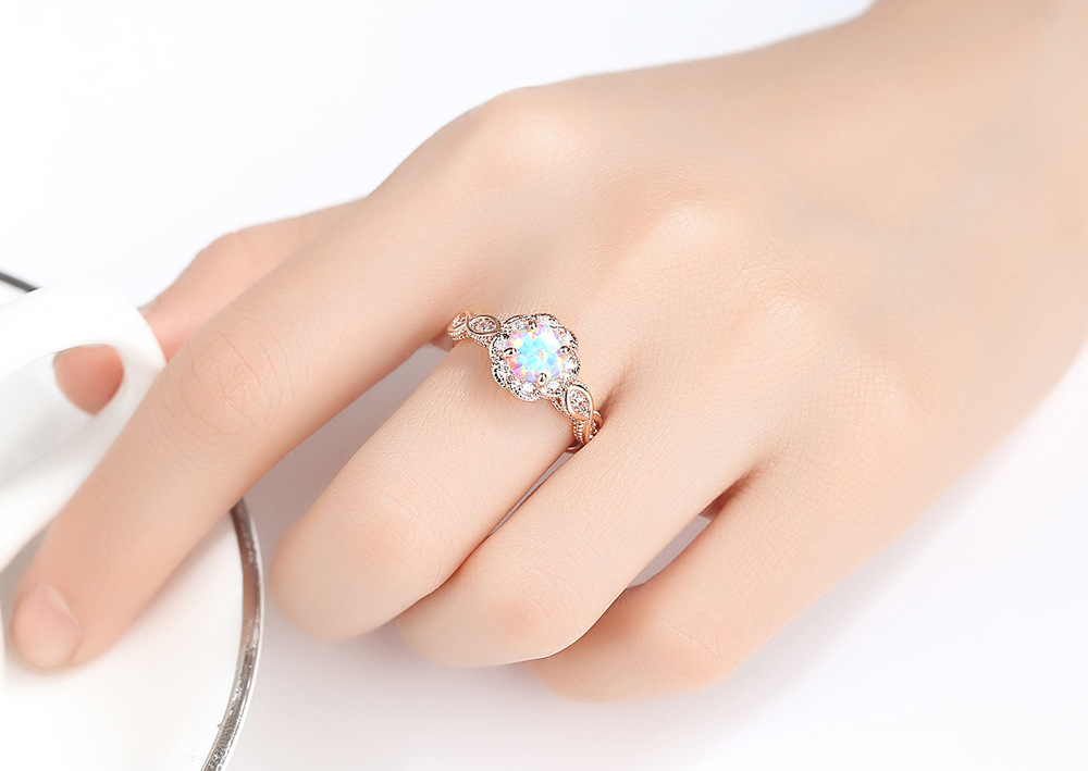 Fashion rings 2021 women personality jewelry claw setting opal ring copper accessories girls gift