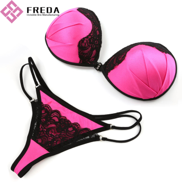 Sexy Red Strapless Sticky Strapless Bra Sets