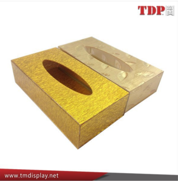 custom design decorative tissue box hotel supplies tissue Acrylic Plastic Golden Napkin Box golden tissue box for Hotel