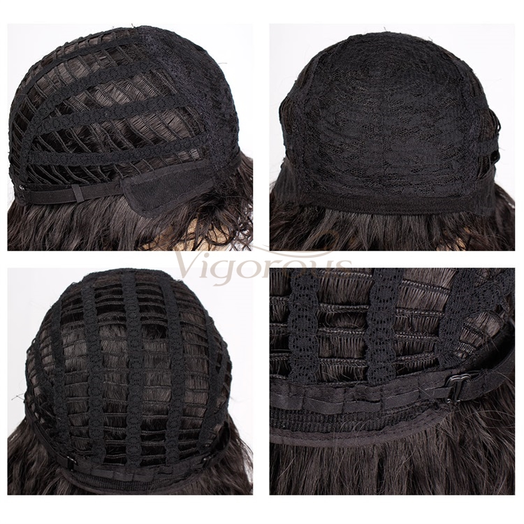 Vigorous Long Curly 80S Men Hair Wig Heat Resistant Synthetic Black Punk Puffy Headgear Fashion Heavy Rocker Style Cosplay Wig
