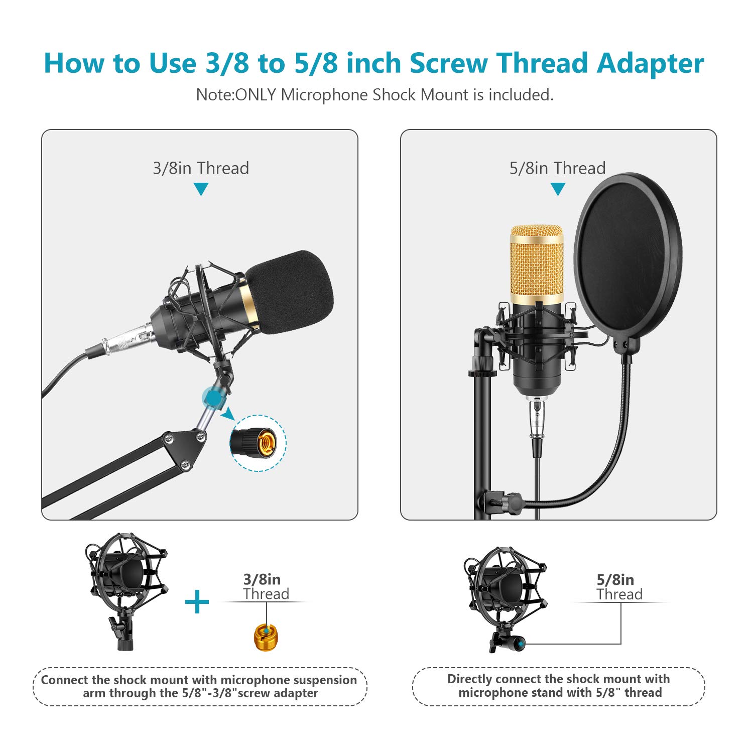 Mic Microphone Shock Mount Stand Holder Mount Clip for Studio Sound Recording