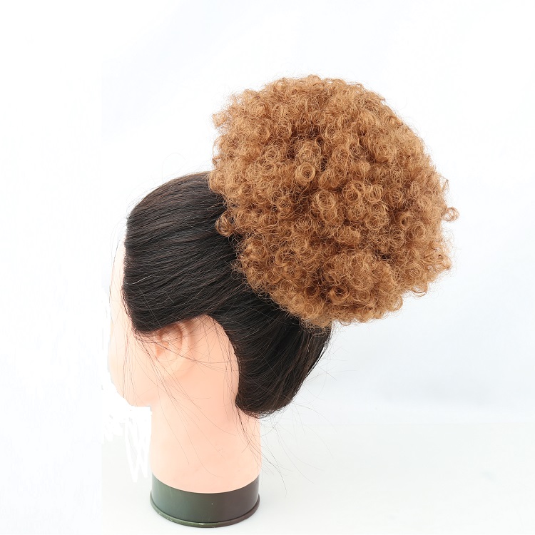 Julianna Afro Kids Ponytail Buns Pony Tail Extension Attachment Accessories Drawstring Comb Clip In Ladies Afro Puff Hair Bun