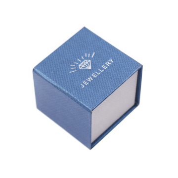 Custom Blue Cardboard Jewelry Ring Boxes