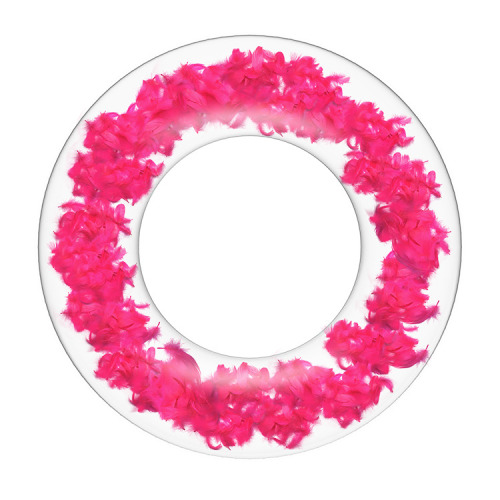 розовое надувное кольцо для плавания с перьями