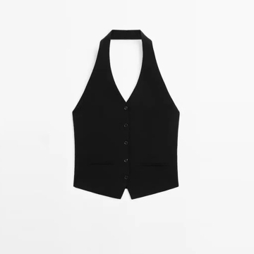 Women's neck hanging collar knitted suit vest