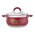 Stainless steel soup pot with flower decal