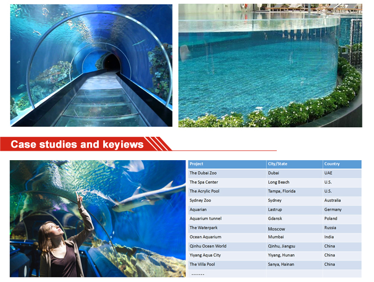 수영장 창문 창 수녀 용 아크릴 시트 수족관 터널 플렉시 글라스 패널 플레이트