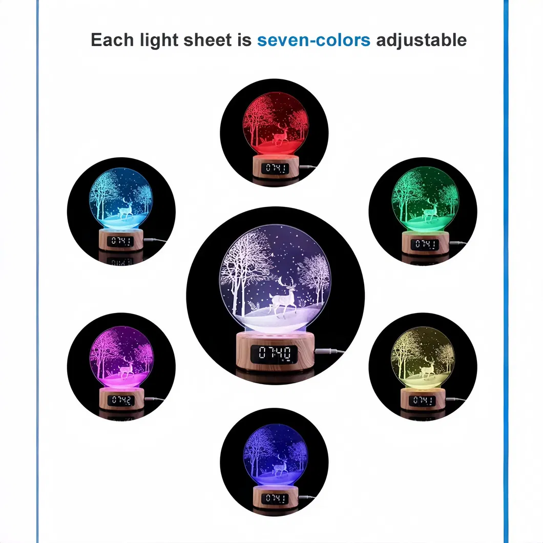 Colorful LED Night Light with Bluetooth Speaker and Alarm Clock