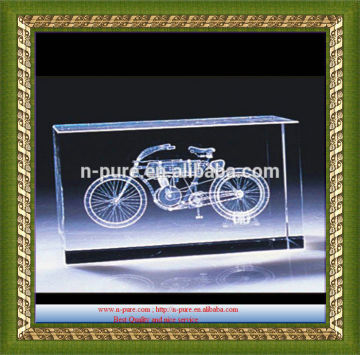 custom motorcycle 3d laser crystal cube for gift