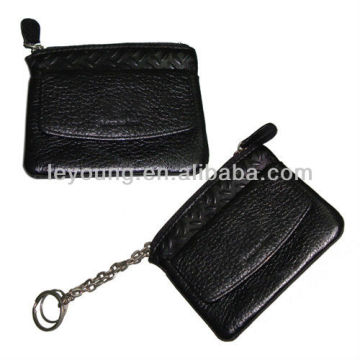 Leather Zip pocket coin wallets with chain