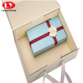 Matte gift folding box packing with ribbon closure