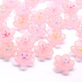 Lovely 3D Cherry Blossom Pink Resin Cabochon Beads 100pcs/bag For Girls Bedroom Ornaments Craft Decor Beads Spacer