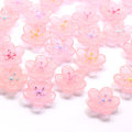 Lovely 3D Cherry Blossom Pink Resin Cabochon Beads 100pcs / bag για κορίτσια στολίδια κρεβατοκάμαρας Craft Decor Beads Spacer