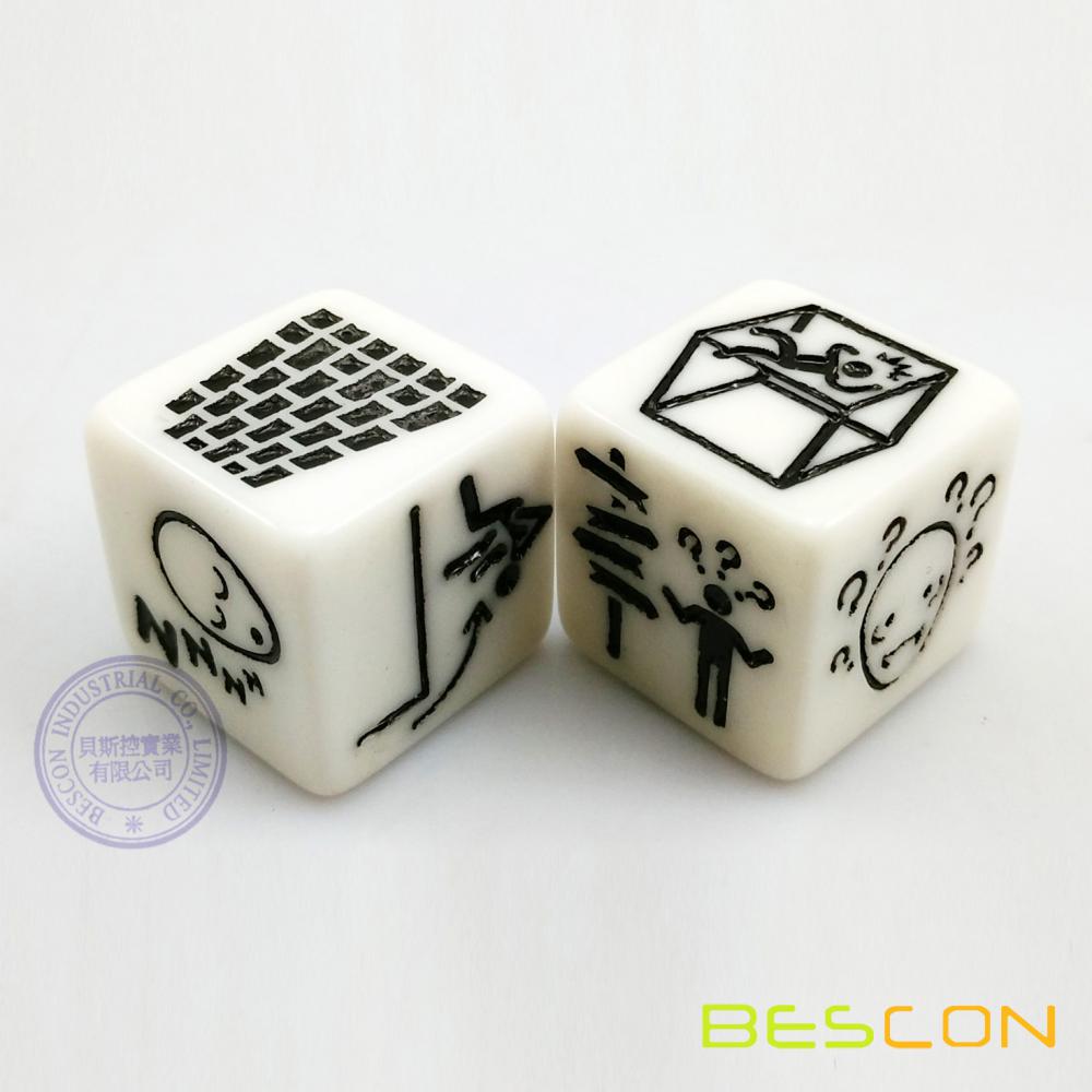 1 pouce blanc personnalisé sculpté jeu dés 25MM