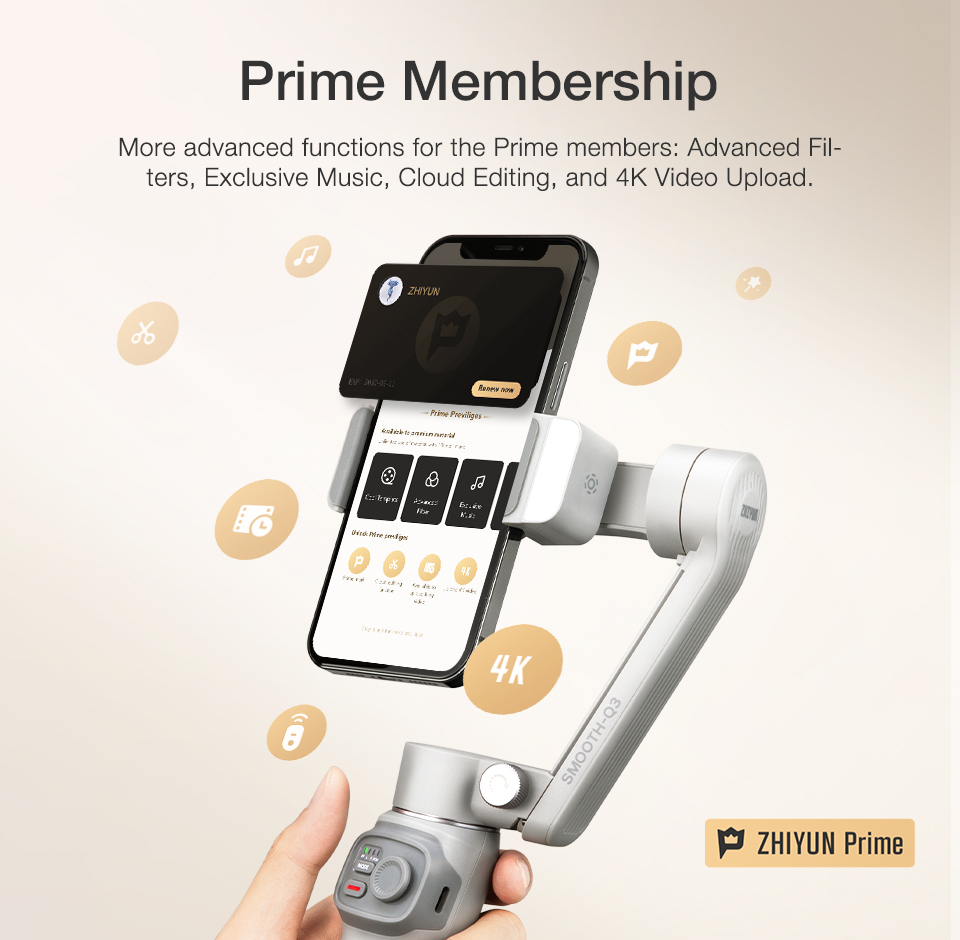 In stock foldable ZHIYUN Smooth Q3 Smartphone Gimbal Stabilizer with rotatable fill light and magic cloneMe pano