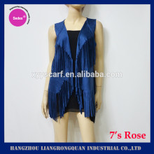 Hangzhou fashion women soft suede leather fringe shawl