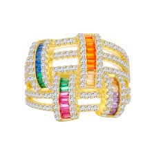 SPJ Rainbow Rings 925 Sterling Silver Eternity Engagement Wedding Jewelry