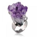 Cincin batu permata Drusy Amethyst alami