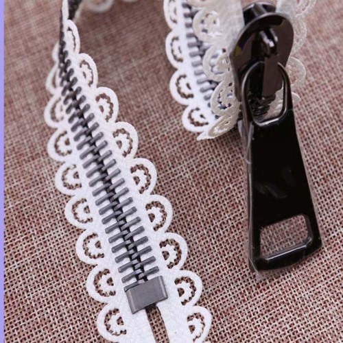 10 Inch separating zipper with pretty lace edge