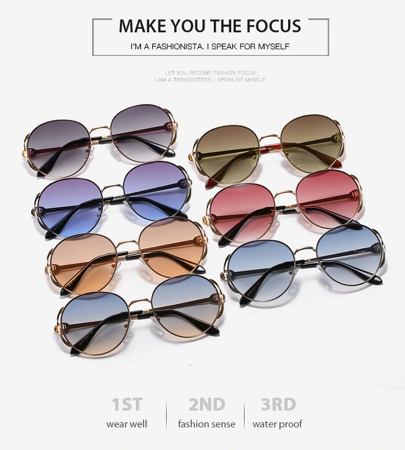 Round Good Seller Designer UV400 Metal Sunglasses