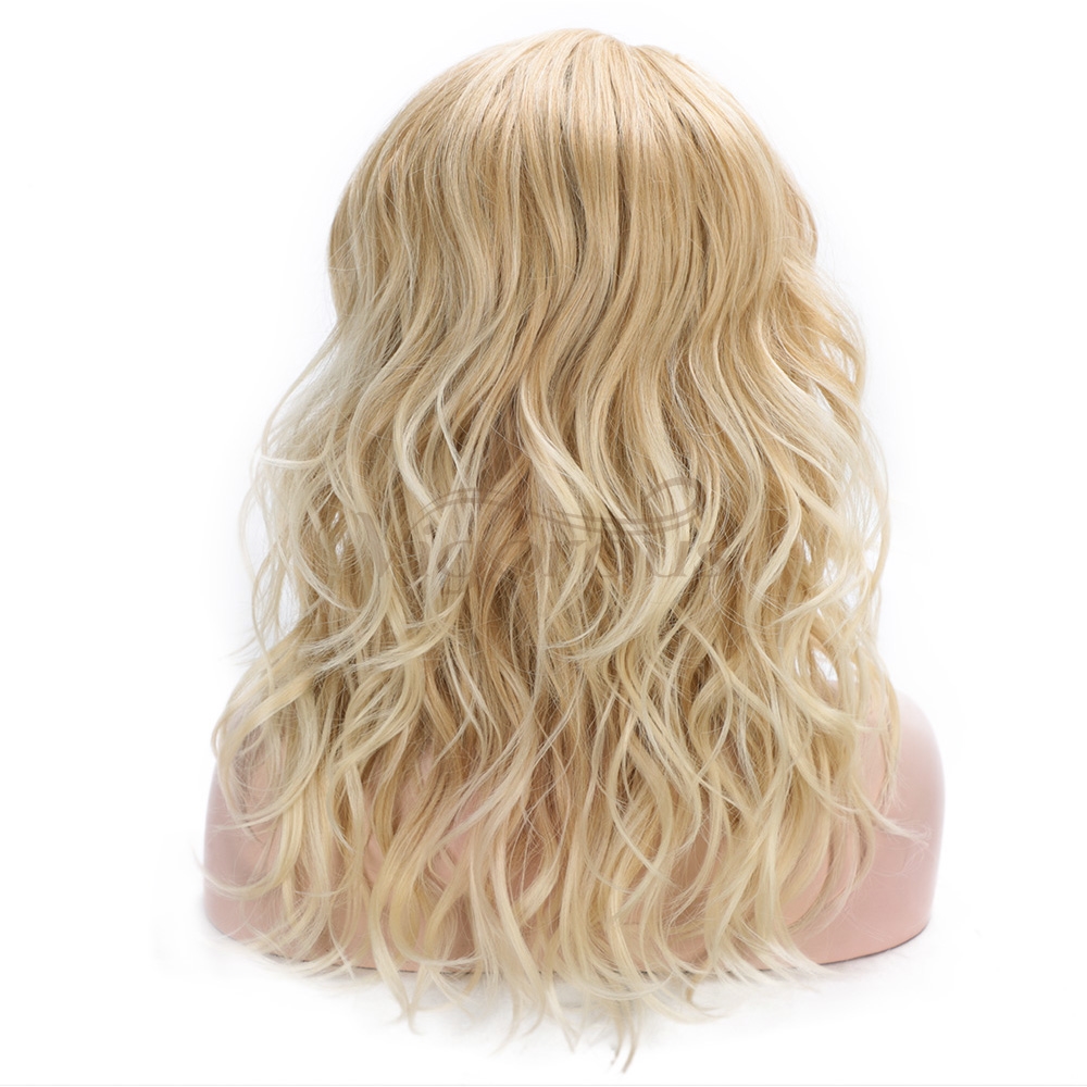 Vigorous European Style Body Wave Lace Front Wigs Synthetic Glueless 150% Density Blonde Color Hair Wig for White Women