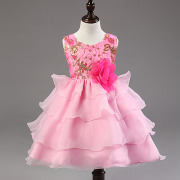 Hot Pink Sequins Glitter Tulle Layered Flower Girl Dresses Young Girls Pageant Dresses