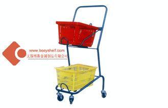 Zinc / Powder Coated Hand Double Basket Shopping Cart IOS C