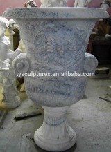 Cup shaped natural marble stone flowerpot