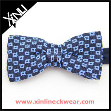 Square Grid Knit Bowtie Navy Blue