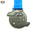 Zilveren metalen fietsrace -medaille