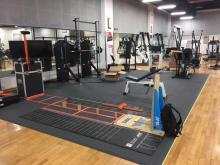 outdoor tennis using court tiles