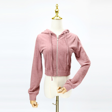 cropped hooded long-sleeve jacket