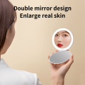 Miroir de maquillage portable cosmétique avec lumière