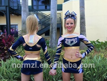 Wholesale cheerleading unifrms with lycra fabric, varsity cheerleading uniform