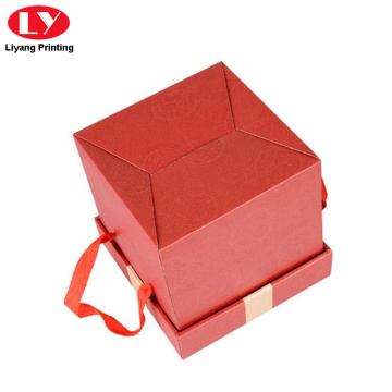 Christmas paper gift box with hanging rope