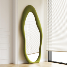 Long Lrregular Full Length Wavy Velvet Floor Mirror