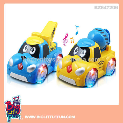 Battery operated cartoon engineering truck toy with light