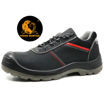 CE approved black leather men work shoes