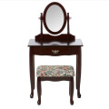 French Style Solid Wood Mirrored Dressing Table