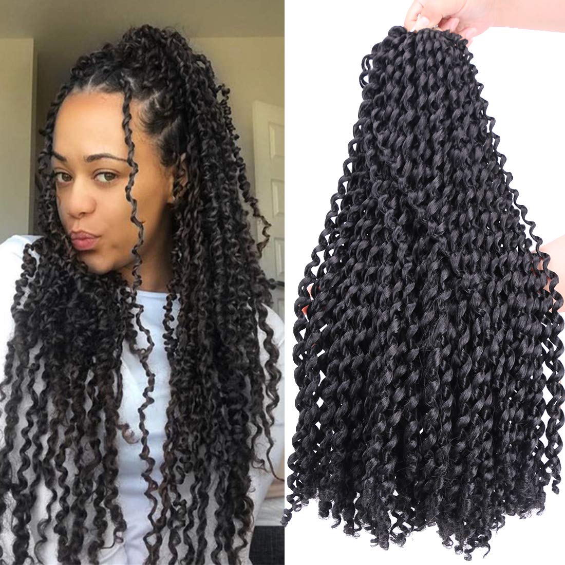 Spring Twist Crochet Hair Wavy Curly Afro Spring Twist Hair Extension Solid And Mixed Color 8 Inches Synthetic Fiber