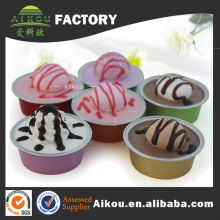 Aluminum foil microwaveable ovenable mini cake packaging with plastic lid